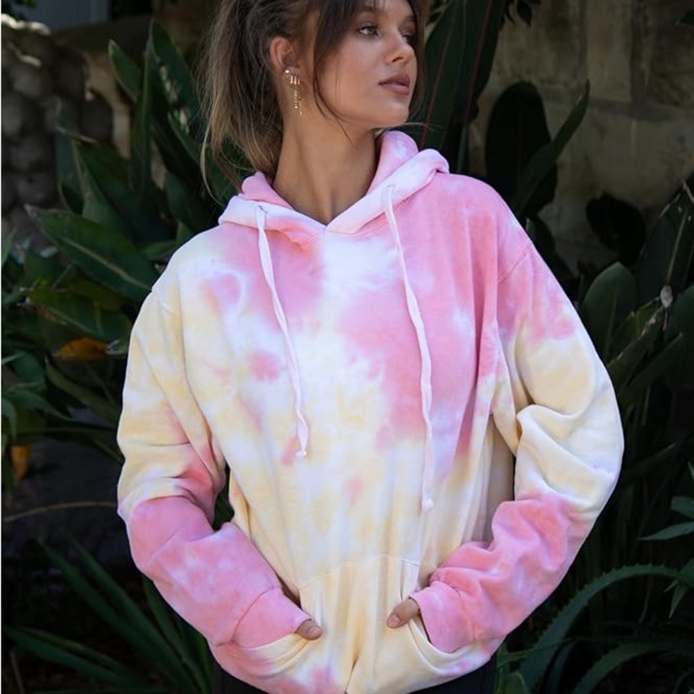 Pink and Yellow Tie-Dye Hoodie